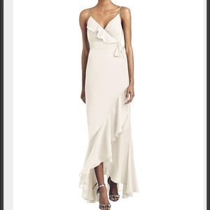 Dessy Ruffled High Low Faux Wrap Dress